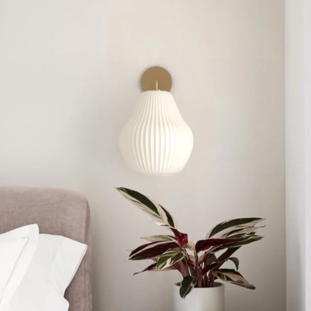 West Elm Sculptural Sconce, ribbed glass, antique brass
